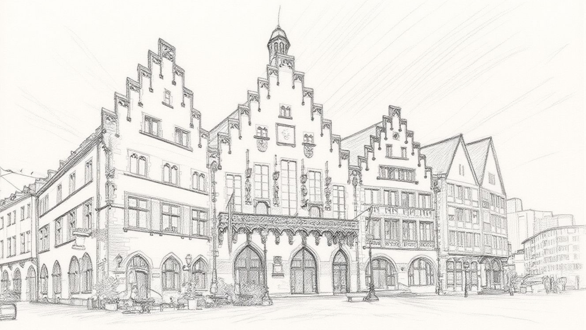 Bleistiftzeichnung vom Frankfurter Römer