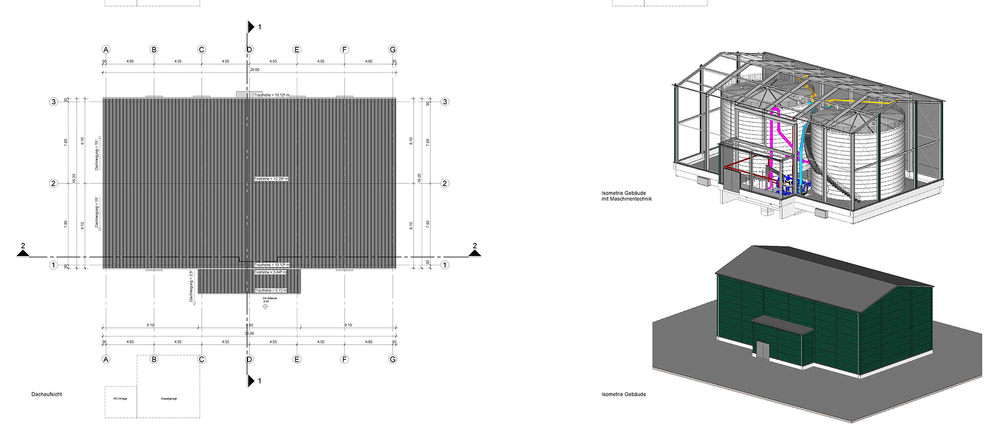 Neubau eines Trinkwasserbehälters mit Edelstahlbehältern, Hallenkonstruktion und Rohrkeller im Wasserwerk