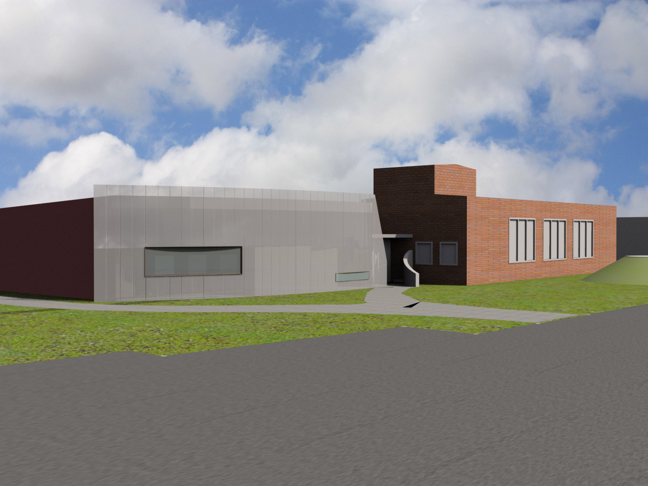 3D-Modell einer geplanten Erweiterung eines Wasserwerks mit Ultrafiltrationsanlage und Betriebsgebäuden